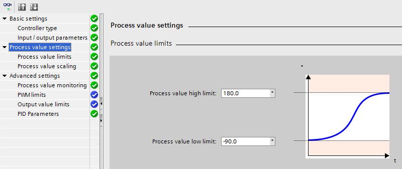 3. Make the process value settings.