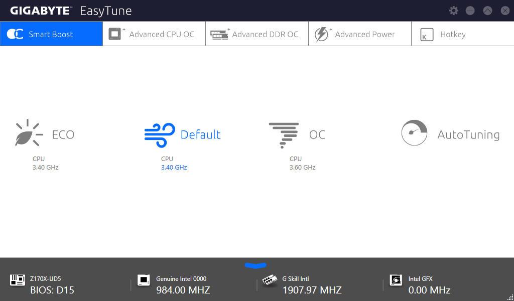 5-2- EasyTune GIGABYTE's EasyTune is a simple and easy-to-use interface that allows users to fine-tune their system settings or do overclock/overvoltage in Windows environment.
