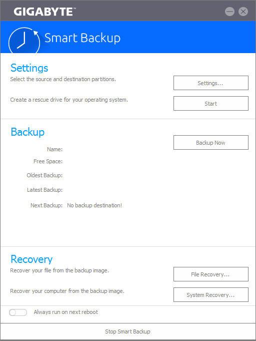 The Backup Now button will be available only after 0 minutes you have logged in Windows. Select the Always run on next reboot checkbox to automatically enable Smart Backup after system reboot.