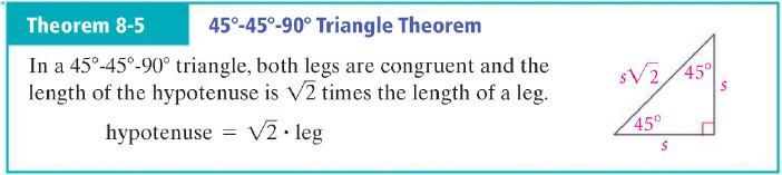 8- Special Right Triangles Focused Learning Target: I will be able to Use the properties of 45 45 90 triangles. Use the properties of 30 60 90 triangles. CA Standard(s): Geo 15.