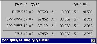 [Coordinates and Distances] window Current This displays the coordinate of the pointer ( ) at all times.