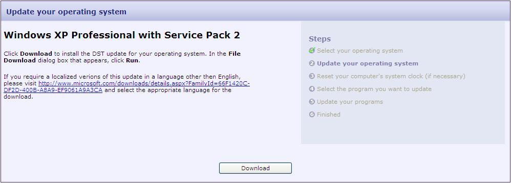 Selecting the Operating System 4. Download and install the patch.