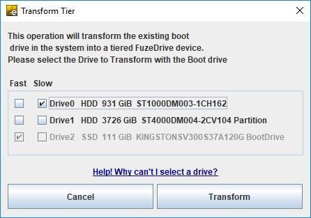Case B: If multiple drive choices exist, a drive selection menu will pop up and prompt to select an available blank HDD for example to pair with the existing pre-selected boot drive.
