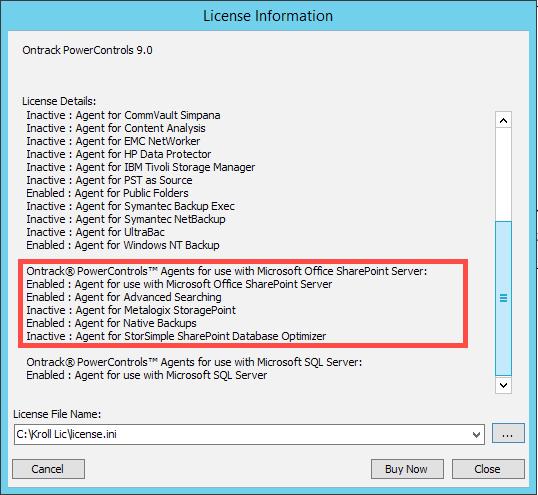 If another Admin logs in with a different Windows account to this server and launches the Ontrack PowerControls application, they will need to also apply the same license.
