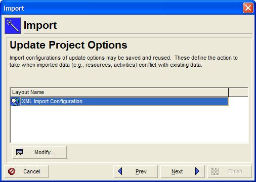 Modify import configuration You can select
