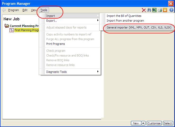 SitePlan program view Import the XML into Candy In the Program Manager select Tools