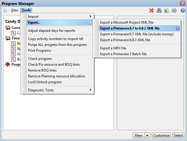 SitePlan program view Export the program In the program manager highlight