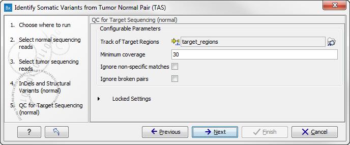 CHAPTER 7. TARGETED AMPLICON SEQUENCING (TAS) 174 Figure 7.25: Specify the settings for the variant detection. Figure 7.26: Select your target region track.