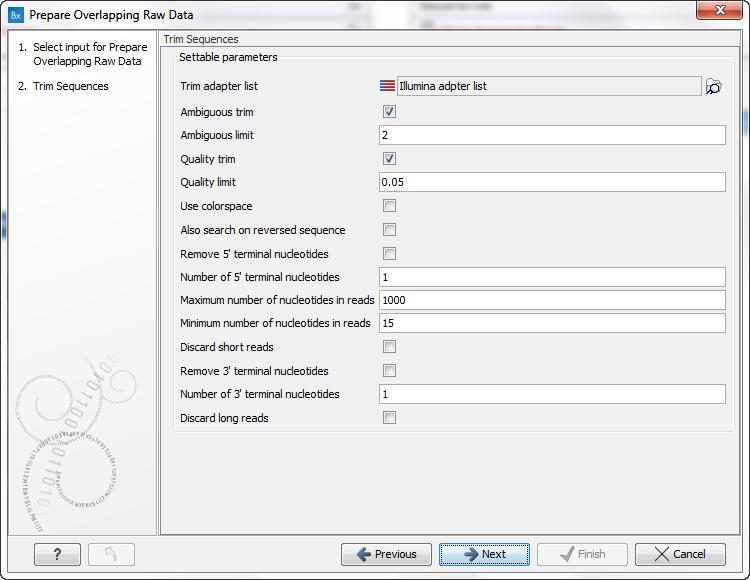 CHAPTER 4. GETTING STARTED 54 Figure 4.27: Select your adapter trim list. You can use the default trim parameters or adjust them if necessary. Figure 4.28: Check the settings and save your results.