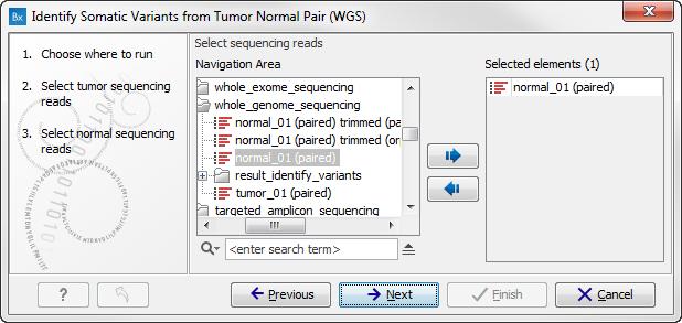 CHAPTER 5. WHOLE GENOME SEQUENCING (WGS) 75 Figure 5.21: Select the normal sample reads. Figure 5.22: Specify the settings for the variant detection. 4.