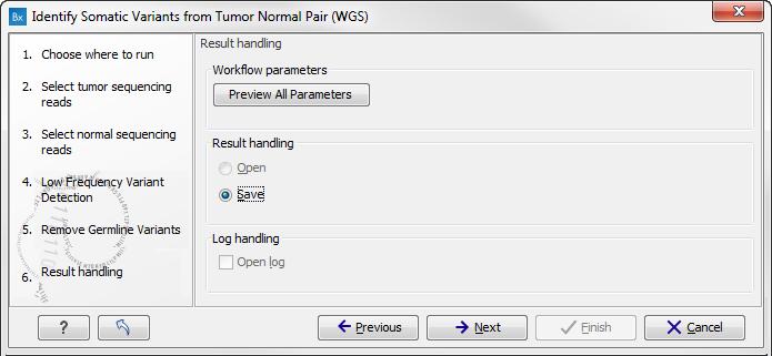 Output from the Identify Somatic Variants from Tumor Normal Pair (WGS) workflow Seven different outputs are generated: 1. Read Mapping Tumor ( ) The mapped sequencing reads for the tumor sample.