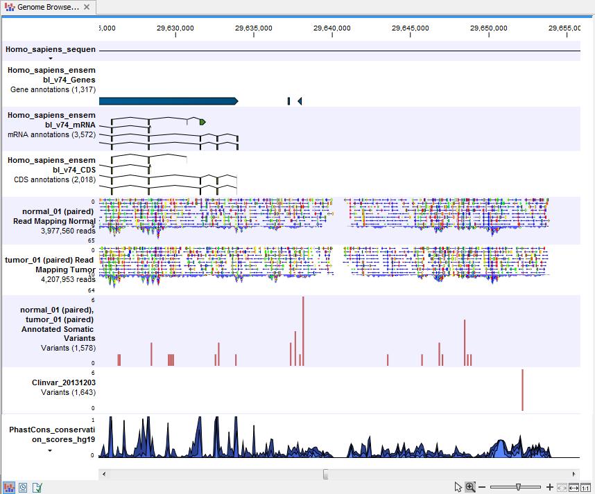 CHAPTER 5. WHOLE GENOME SEQUENCING (WGS) 77 holding the mouse over the detected variants in the Genome Browser view a tooltip appears with information about the individual variants.