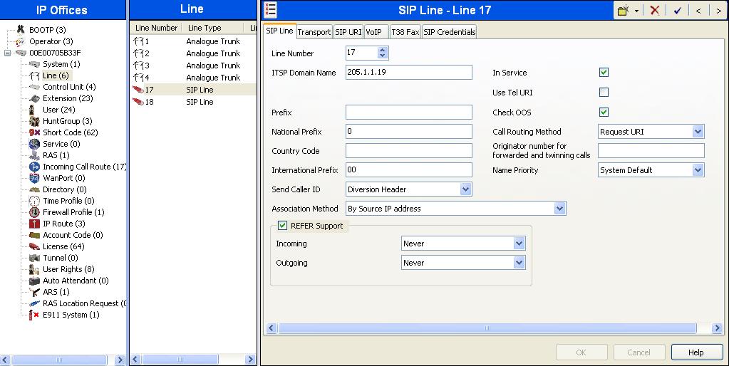 5.5. Create SIP Line to CenturyLink Select Line in the left pane. Right-click and select New SIP Line to create a new SIP Line.