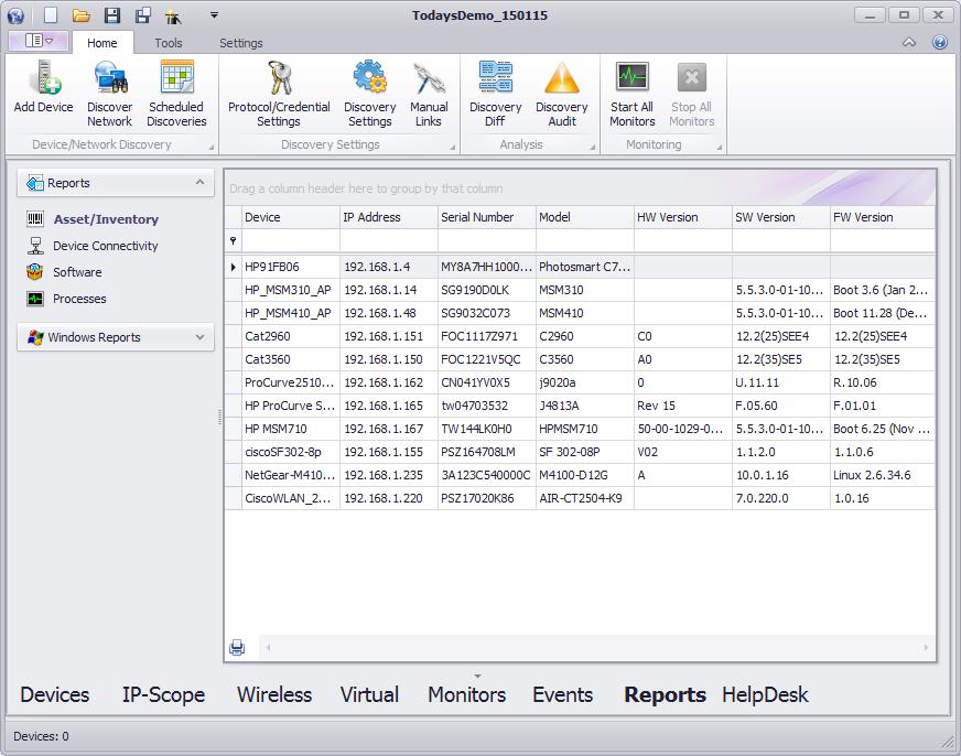 Reports UVexplorer reports combine specific information from devices in the network into an easy to view and export report. Reports are limited in Trial and Free license modes.