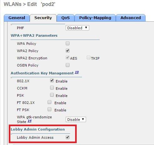 Configuring Lobby Admin User using GUI To configure lobby admin user, perform the folowing