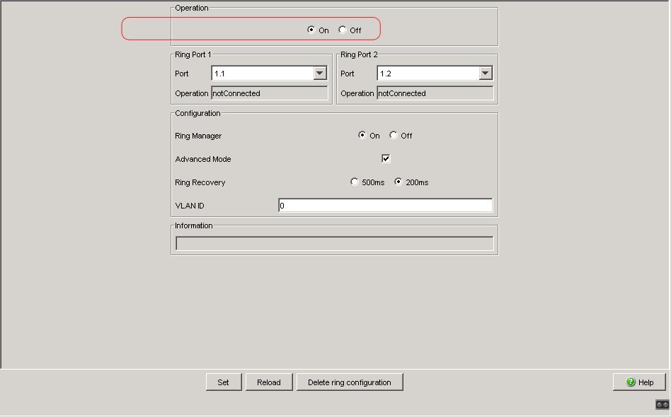 Media Redundancy Protocol (MRP) 2.5 Example Configuration Switch the operation of the MRP-Ring on. Figure 12: Switching on the MRP function Click on Set to save the changes.