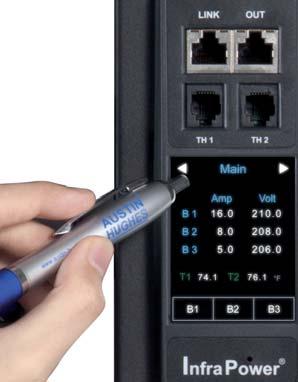 W Meter W Meter - Advanced & Sophisticated All W series PDU are supplied with a W meter that allows local metering, the ports for PDU daisy chain as well as external sensor / peripheral connection.