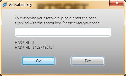 Procedure for use First use of the software Entering the unlocking code The first time you launch the software it is necessary to enter the unlocking code