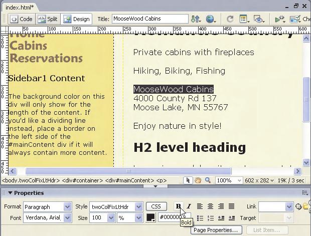 T-44 Tutorial 2 Introduction to Dreamweaver 8 Add the moosewood.