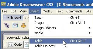 T2.7 Using Tables in Dreamweaver T-53 Change the title of the page to MooseWood Cabins :: Reservations.