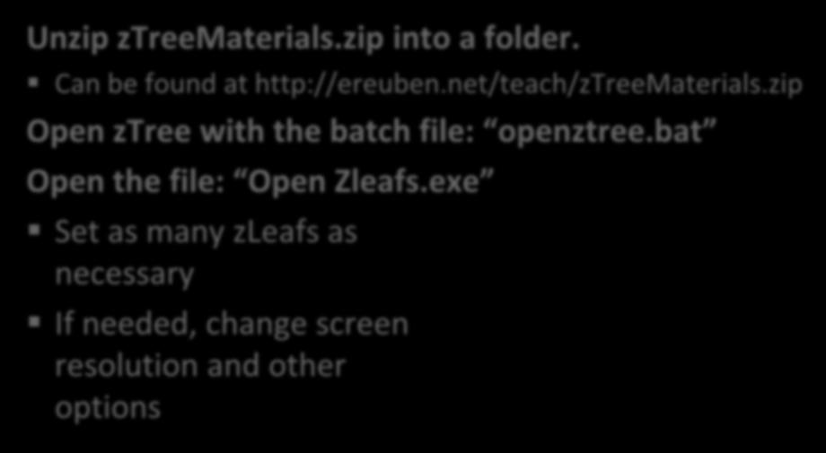 How to build a test environment Unzip ztreematerials.zip into a folder.