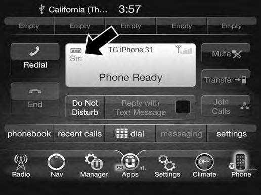 120 VOICE RECOGNITION QUICK TIPS To enable Siri push and hold, then release the Uconnect Voice Recognition (VR) button on the