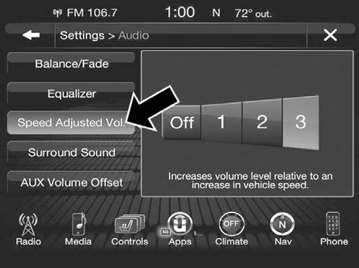 Equalizer RADIO MODE 27 Press the + or buttons, or by pressing and dragging over the level bar for each of the equalizer bands.