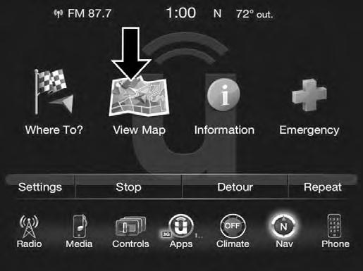 84 NAVIGATION MODE IF EQUIPPED NOTE: You can press the back arrow button on the touchscreen to return to the previous screen or the X button on the touchscreen to exit.