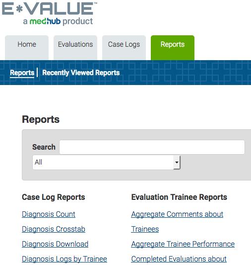 Note: to generate a report you must be logged into E*Value