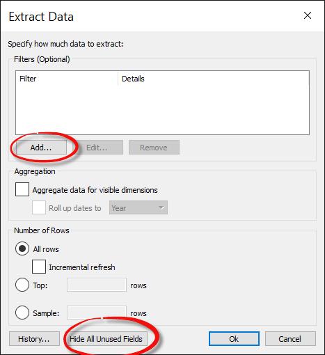 Figure 7: Extract Data UI c. Apply filters to extract only the required data and to minimize the performance impact on OBIEE.