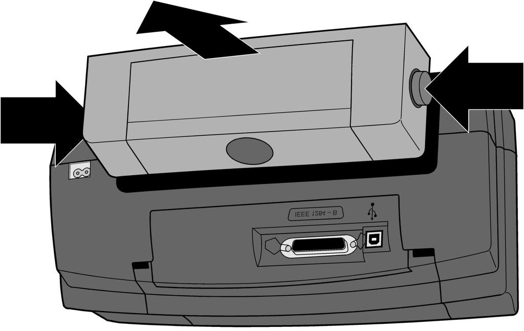 To clear a paper jam in the back of the printer: side release button 1 Press the release buttons on both sides of the Two-Sided Printing Module to detach and remove it from the printer.