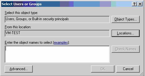 5. When you click Users, the Select Users or Groups dialog box appears, as shown below. 6.