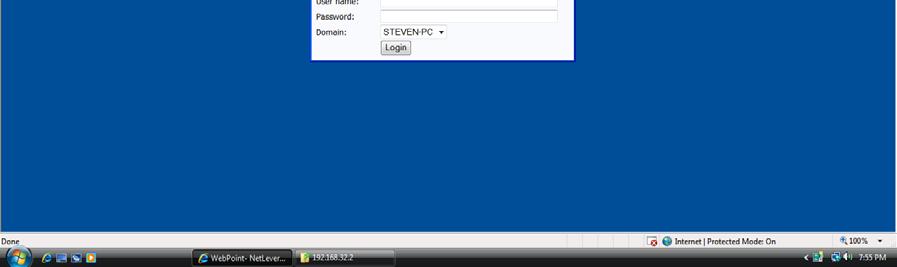 This username and password are the same as the Windows Desktop user credentials, created locally on the ThinPoint Host machine using the User Accounts applet in the Control Panel, or the credentials