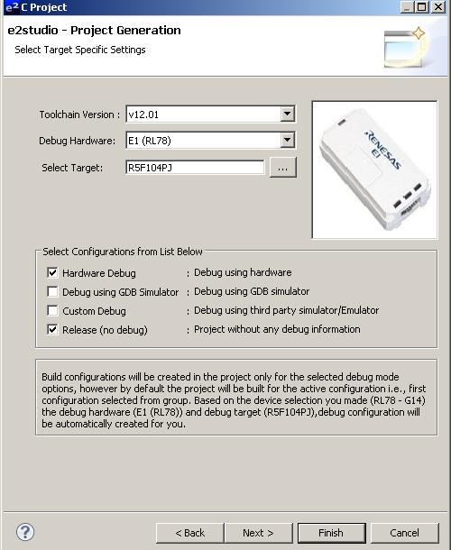 Project Configuration Select configuration Hardware Debug Simulator Debug