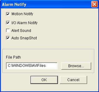 Figure 3-9 Motion Notify: Once motion is detected, the captured images are displayed on the control panel of the Live View window.
