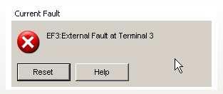 4.3.1 Current Fault The message above will appear when a fault occurs. If the drive is operating normally without any problems, the Status window will read, Normal.