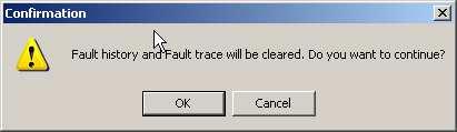 Clicking Erase will generate the following warning message: Click Cancel if you do not want to erase the information; SDWP001 will return to the Troubleshooting display.