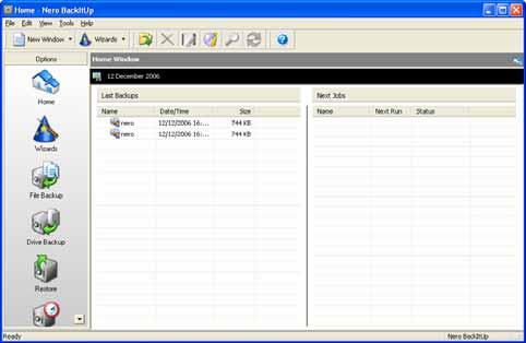 Program interface 4 Program interface The Nero BackItUp program interface is the starting point for all actions that you perform using.nero BackItUp.