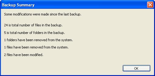File Backup 3. Select the desired file backup and click on the Open button. The Backup Summary dialog box will open.