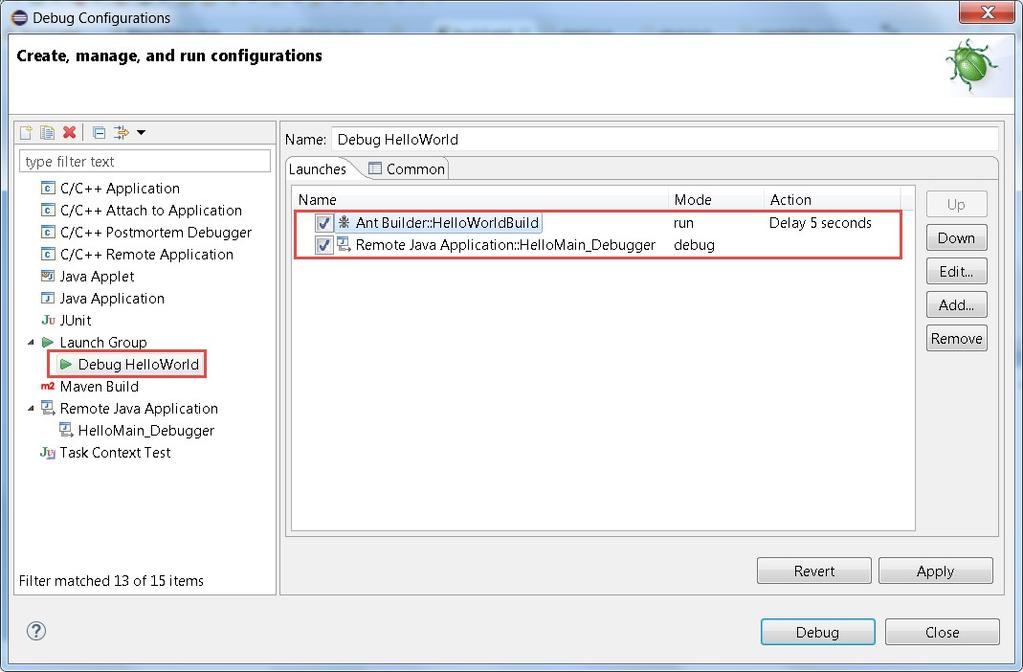 Chapter 4 Debug your JAVA application with Eclipse To set the Ant Builder in Debug mode, set the Debug