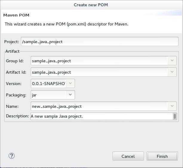 Red Hat JBoss Developer Studio 10.3 Getting Started with JBoss Developer Studio Tools d. Click Finish to finalize the pom information. 5.