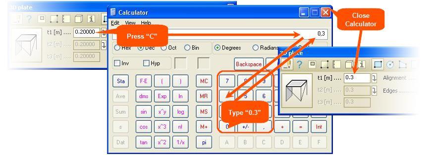 It is automatically filled in with the content of the edit box. When you close the Calculator, the value calculated or typed in would be written into the numeric field.