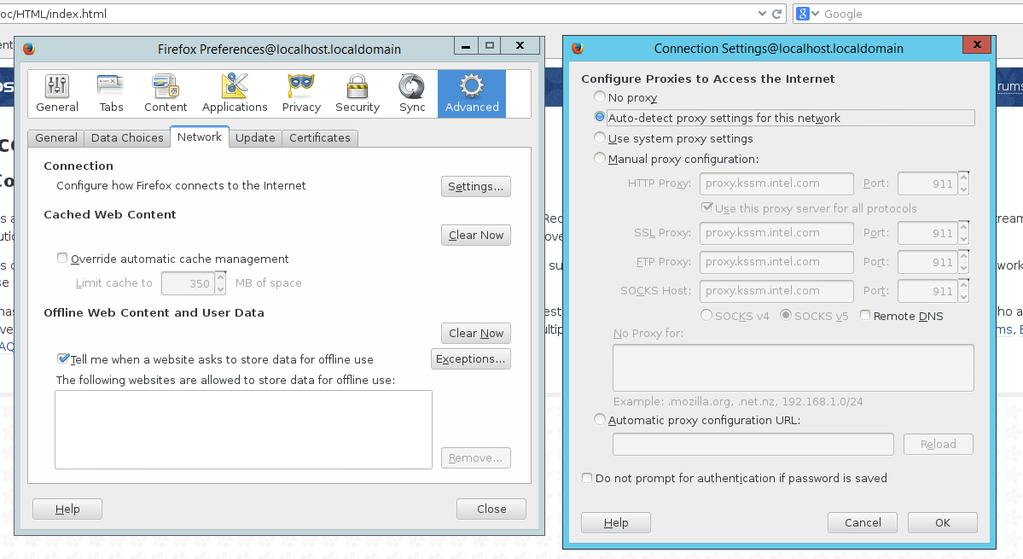 Step 4. Go to your Web browser and configure proper proxy settings, below is an example for Firefox Browser :- a.