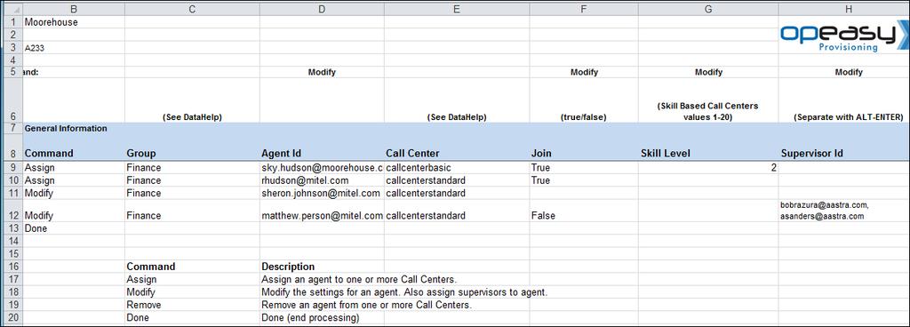 Call Center Agent Sample Import Spreadsheet Figure