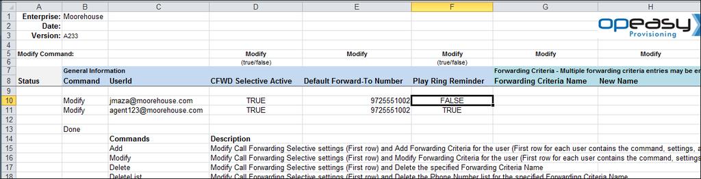 Example Advanced - Call Forwarding Selective Sample