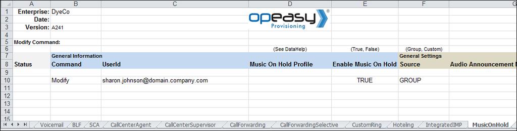 Advanced - MusicOnHold Sample Import Spreadsheet