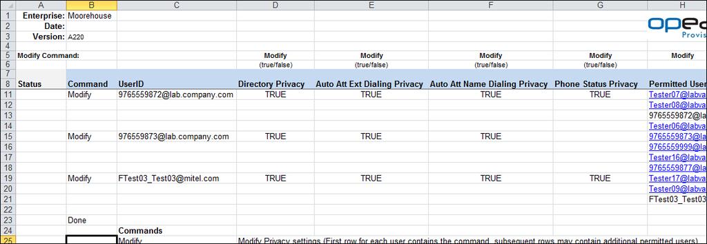 Schedules Import Example Advanced - Privacy Sample
