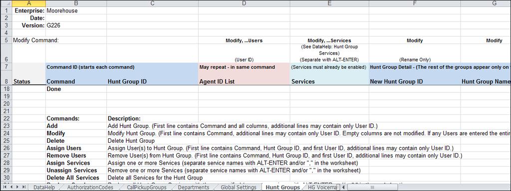 Example Group Hunt Groups Sample Import