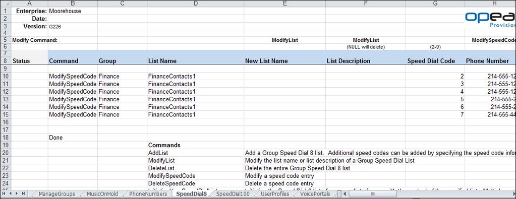 Example Group Speed Dial 8 Sample Import