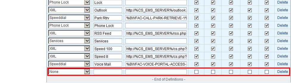 Figure 3 Key Definition Row Added 6. Select the key type from the drop-down list as shown in the example.